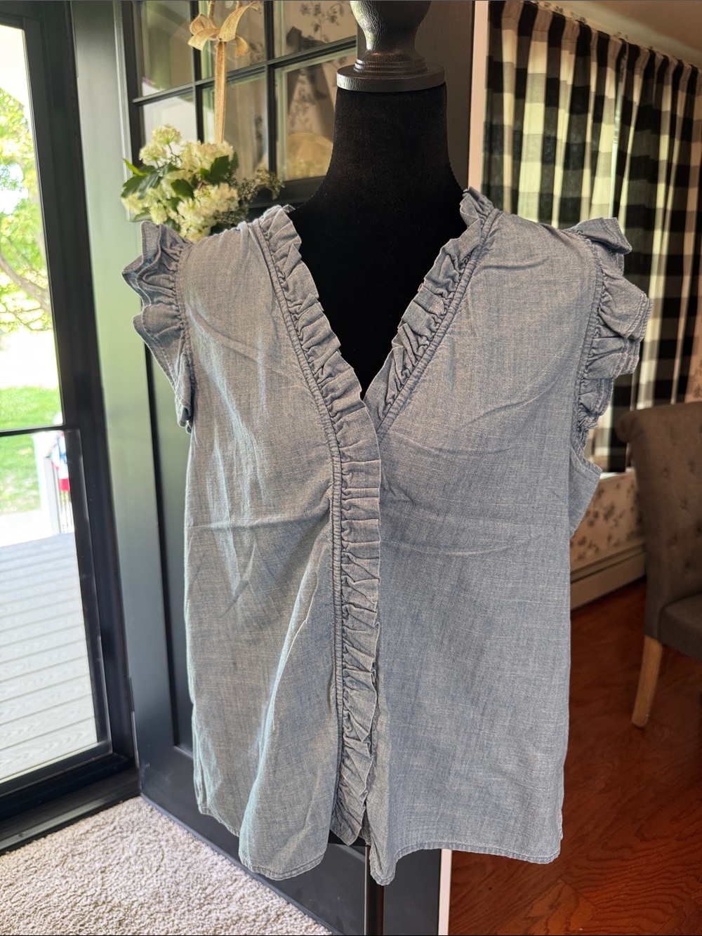 J. Crew Light Blue Chambray Top L